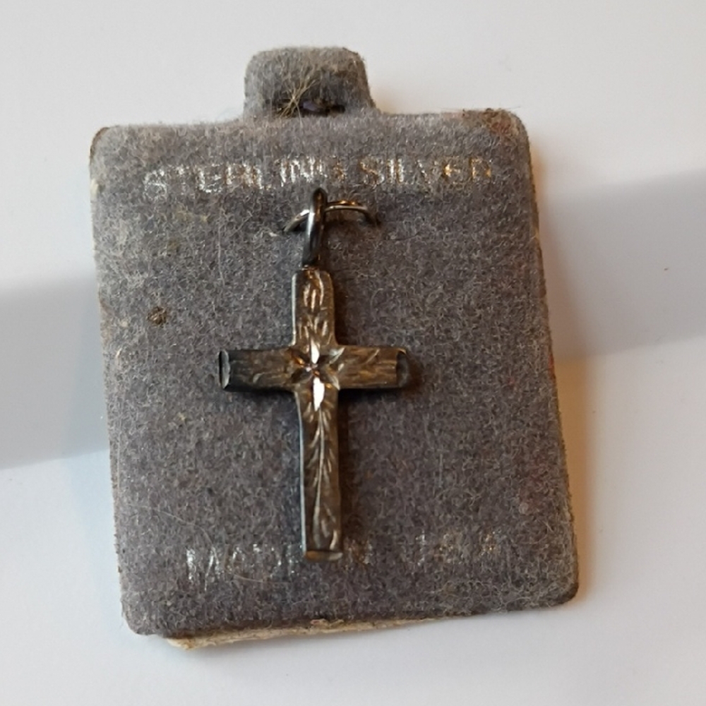 Sterling Silver Cross Pendant Vintage Deadstock Nwt Made In USA